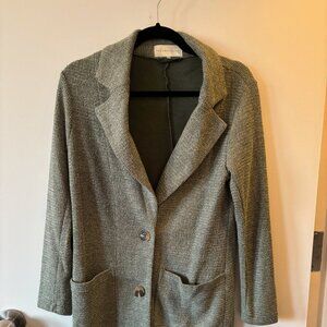 Anthropologie - green / gray mixed fabric sweater coat